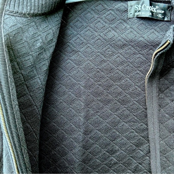 ST. CROIX Men's Full Zip Cardigan Quilted Black Sweater Vest Wool Blend Size XL - Picture 8 of 8